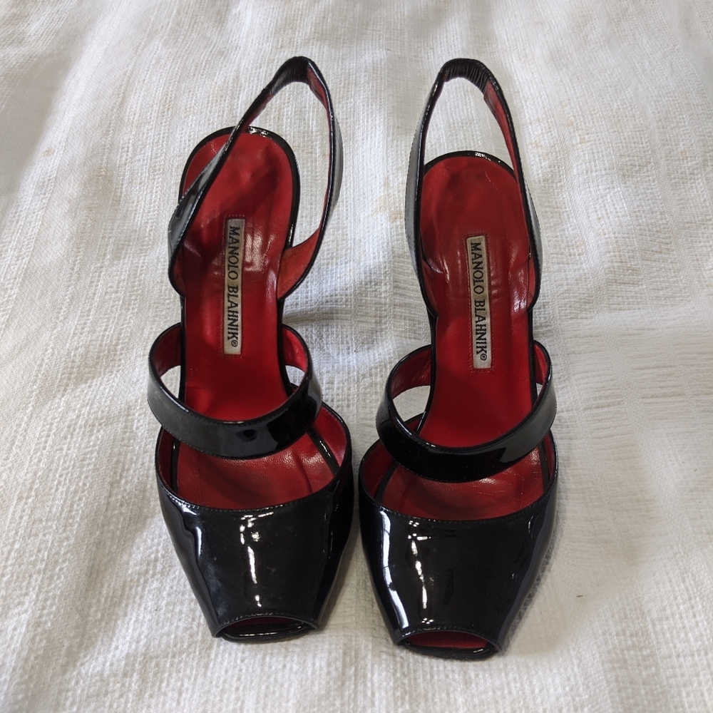 Manolo Blahnik Black Patent Leather Heels